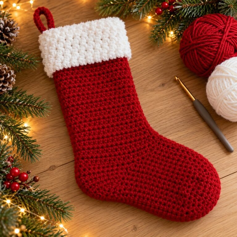 Easy Crochet Christmas Stocking Pattern (Free, Full Size)