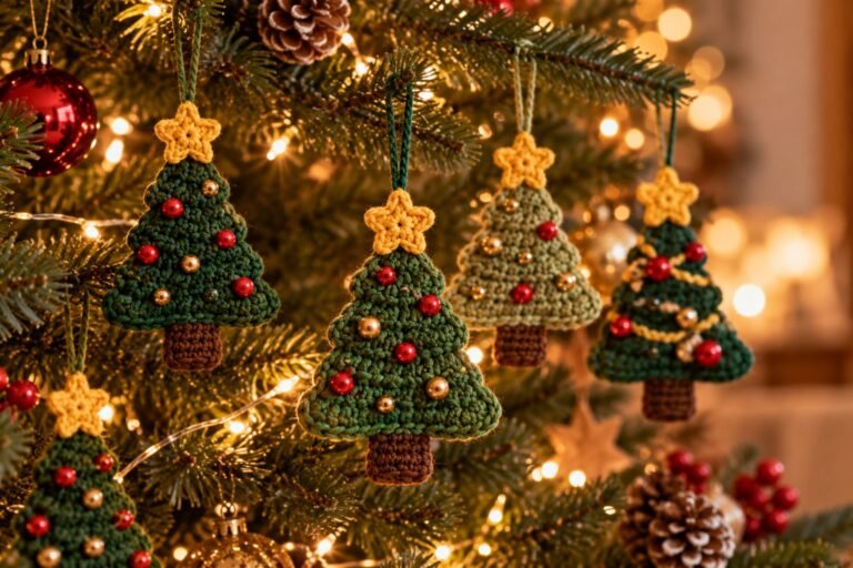 Easy Crochet Christmas Tree Ornament (Free Pattern)