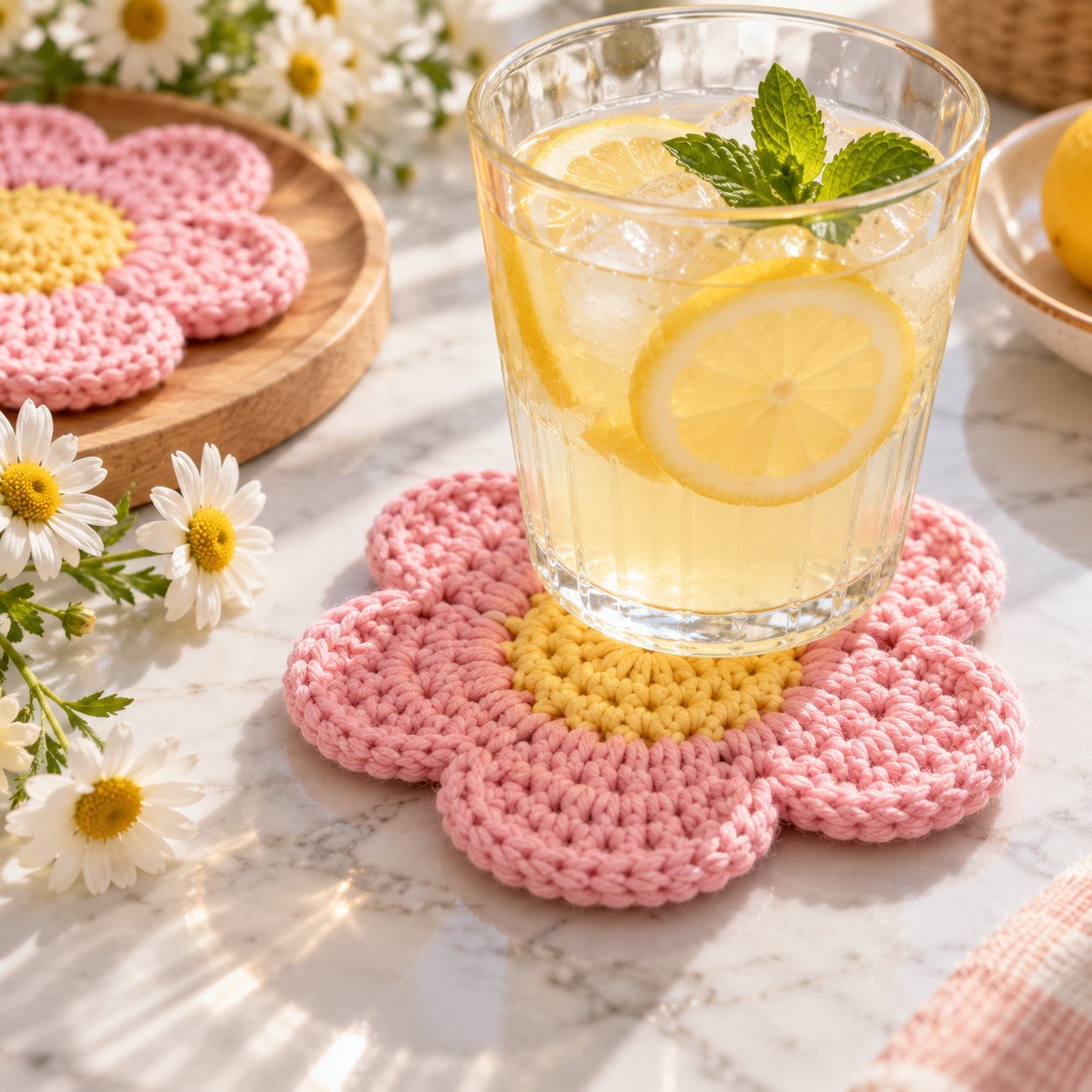 Flower Coaster Set with Flower Pot Holder photo 2