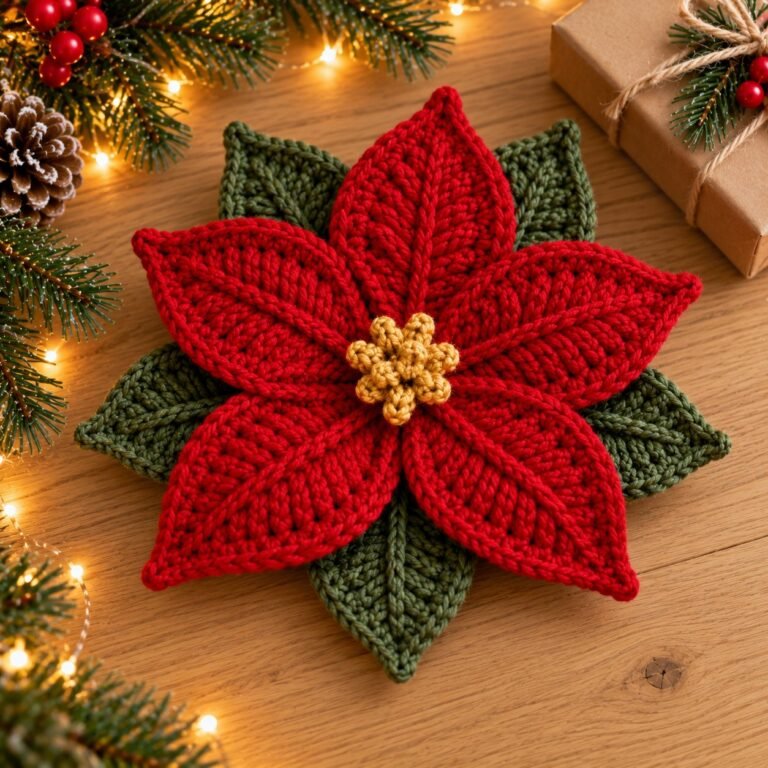 Easy Crochet Poinsettia Pattern (Free Christmas Flower)