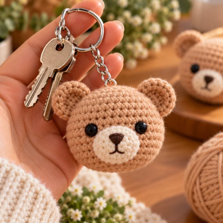 Free Crochet Teddy Bear Pattern: Bear Head Keychain + Teddy Bear Tips