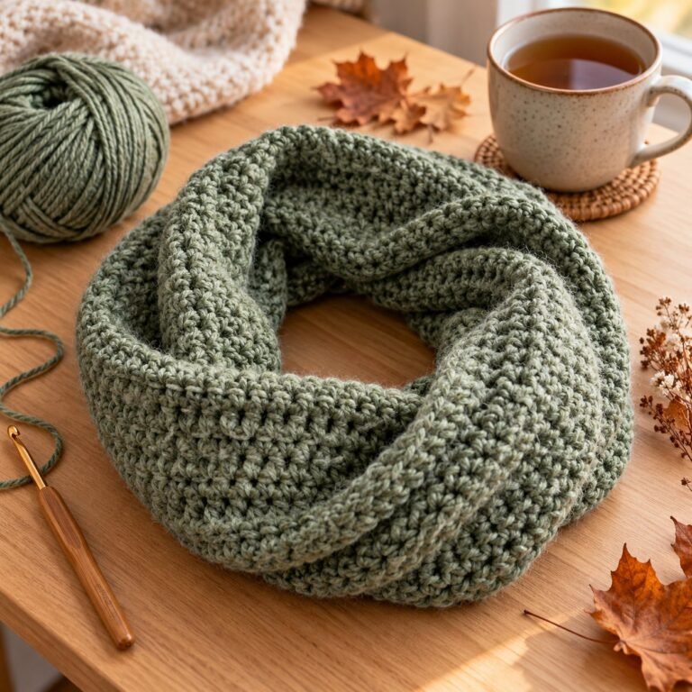 Easy Crochet Infinity Scarf Pattern (Free, Beginner-Friendly)