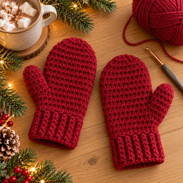 Easy Crochet Mittens Pattern for Beginners (Free, 3 Sizes)