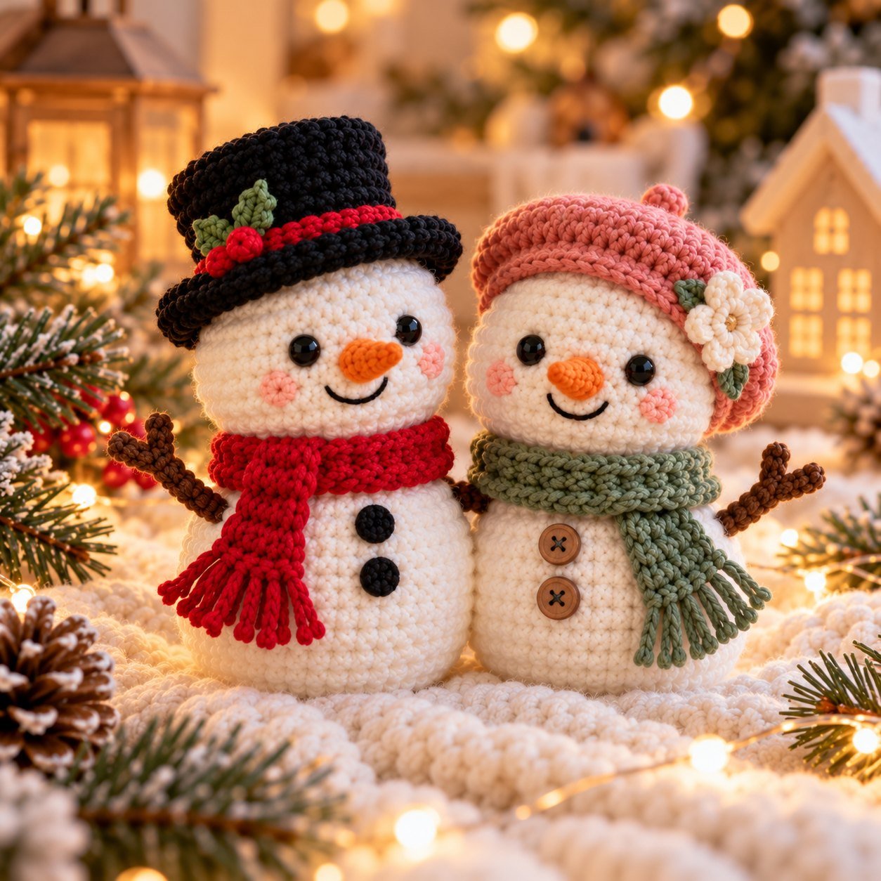 Snowman Couple Amigurumi: Mr & Mrs Snow