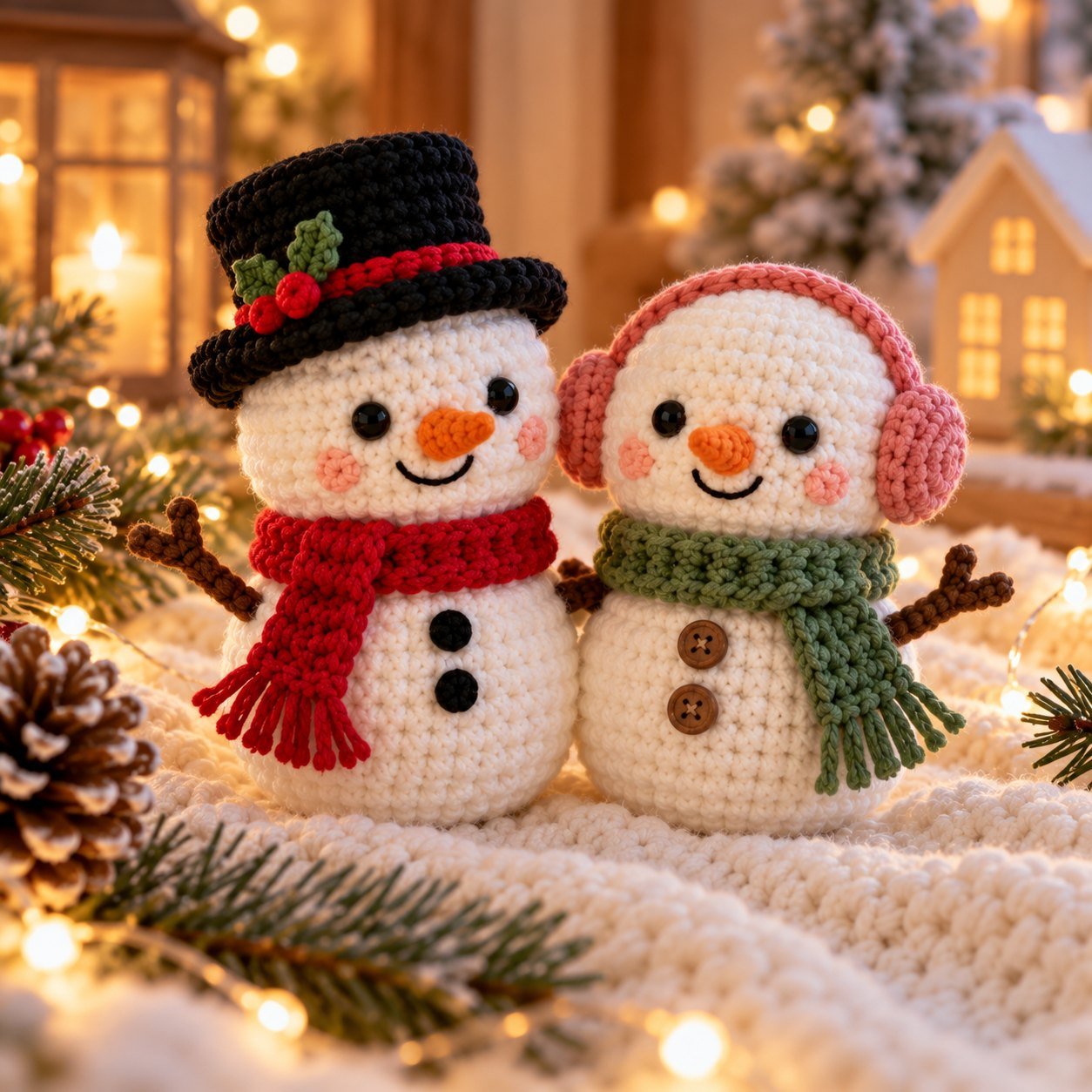 Snowman Couple Amigurumi: Mr & Mrs Snow photo 2